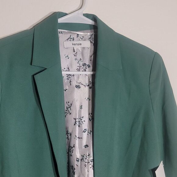 Kensie NWT Stretch Crepe Blazer Jacket w/ Roll Tab Sleeve Detail XS Green - Picture 3 of 9